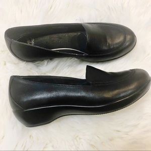 Dansko Black Debra Nappa Leather Slip-On Wedge 37